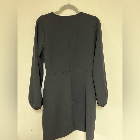 Madewell Texture & Thread Long Sleeve Side Tie Wrap Dress Black large - Picture 8 of 9
